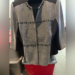 Black & Gray Tweed Open-Front Women's Jacket p11